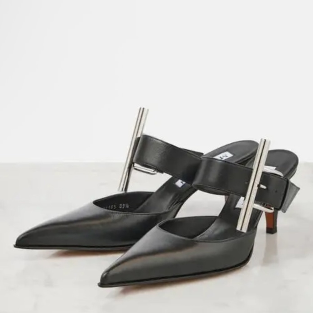 New Alexander McQueen Birdee T-Bar Leather Mules Heels - Picture 4 of 14